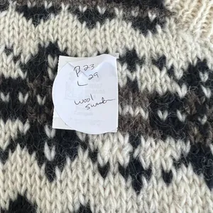 Vintage Nepal 100% Wool Fair Isle Hand Knit Cardigan Sweater L thumbnail 8