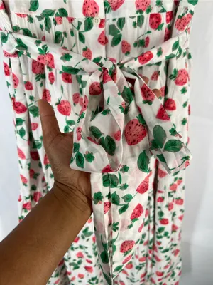 J.Crew Strawberry Print Collared Midi Dress Belted Size 10 thumbnail 4
