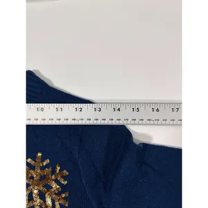 Tipsy‎ Elves Blue Mini Sweater Dress With Gold Sequin Snowflakes Size XS NWT thumbnail 4