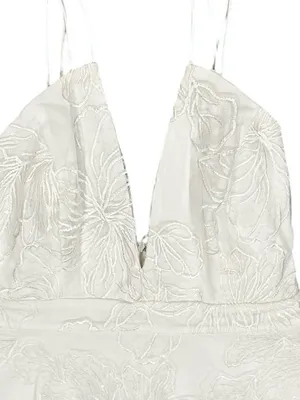 LULU’s Plunge V-Neck White Lace High-Low Sequins Floral Cocktail Party Dress L thumbnail 4
