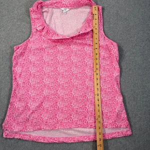 Crown & Ivy Ruffle Collar Sleeveless Blouse Womens Large Pink/White Floral thumbnail 5