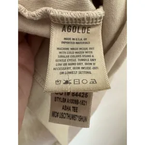 Agolde Asha Beige Short Sleeve Cotton T-Shirt Size Medium USA thumbnail 6