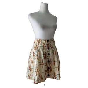 Free People Cream Floral Print Linen Blend Button Front Mini Skirt thumbnail 5