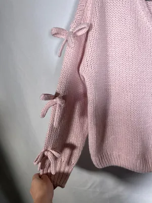 Hollister Womens Pink Bow V Neck Sweater Small thumbnail 5