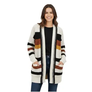 Express Multicolor Striped Open Front Oversized Cardigan Size XS thumbnail 16