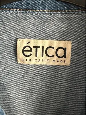 Etica Gabriela Denim Dress M Coquette Aesthetic Sustainable Jean Mini Button Up thumbnail 5