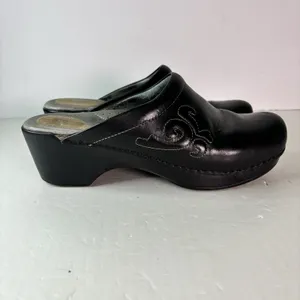 Dansko Black Leather Slip On Mules Clogs Shoes Women's Size 40 EU, 10 US thumbnail 4