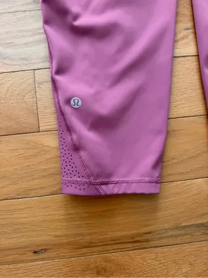 Lululemon Ready To Race Moss Rose Pink 21” Crop Leggings Size 12 thumbnail 12