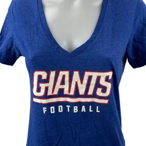 NFL Team Apparel New York Giants Football Women's Blue V Neck T Shirt Tee Top M thumbnail 3