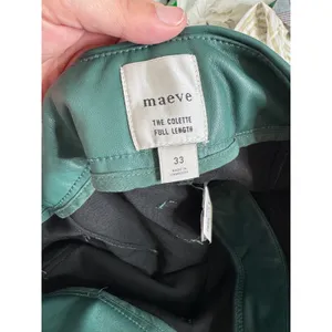 Maeve Anthro The Colette Full Length Faux Leather Pants Muted Aqua Teal Size 33 thumbnail 4