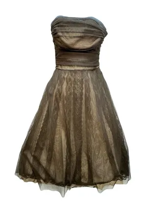 BCBGMaxAzria Strapless Dress in Rich Brown thumbnail 1