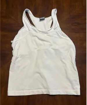 Nike Tank Top Womens L White Built-in Bra Mesh Racerback Nike Fit 0243 thumbnail 1