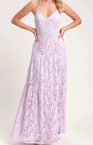 Lulus lace lavender maxi formal dress Xs thumbnail 1