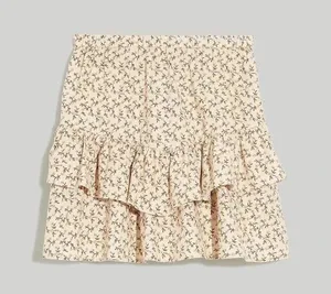 NWT Madewell Flannel Cream Pull-On Floral Tiered Mini Skirt Sz S thumbnail 3