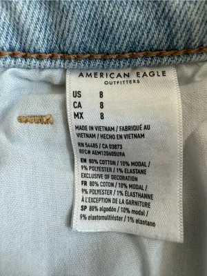 American Eagle Size 8 Super High Rise Distressed Light Wash Denim Shorts thumbnail 4