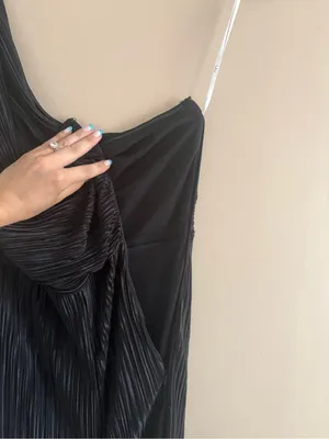 Lulus Lulus Poised Performance Black Plisse One-Shoulder Maxi Dress Size Small thumbnail 9