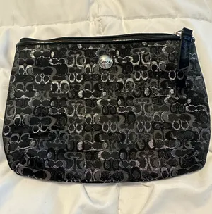 Coach Vintage Black and Metallic Silver Pouch thumbnail 1