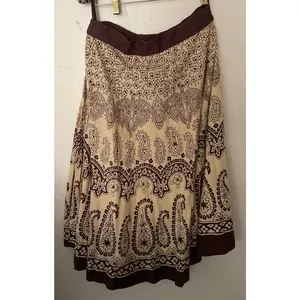 Vintage Bohemian Skirt West Midi Skirt Brown Paisley Floral Print Studio thumbnail 6