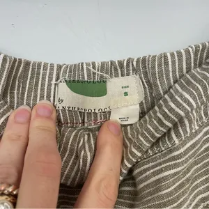 Anthropologie Grey/Beige and White Striped Linen Chinos High-Rise Comfort‎ sz S thumbnail 5