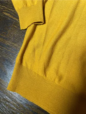J. Crew Mustard Yellow Merino Wool Knit Sweater Round Neck Lightweight Medium thumbnail 5