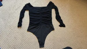 Pink Lily Black Long Sleeve Square Neck Bodysuit thumbnail 9