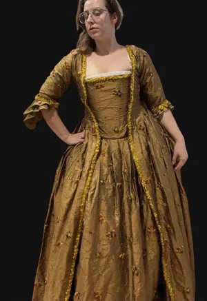 Gold rococo 18th century dress Size L thumbnail 1