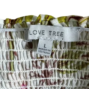 Love Tree Tropical Floral Maxi Dress White Palm Leaf Smocked Boho Size L thumbnail 6