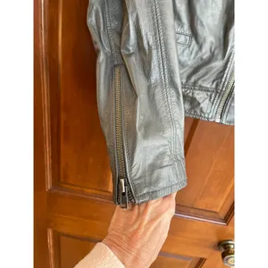 BLANK NYC Lambskin leather moto jacket olive green Medium thumbnail 2