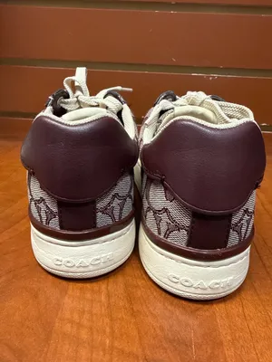 Coach G4967 Clip Low Top Sneakers Burgundy Signature C Size 8B thumbnail 5