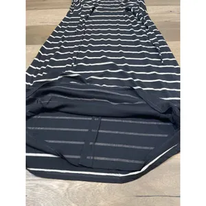 Garnet Hill Maxi Dress Size L Black Cream Striped Tie‑Front Short Sleeve thumbnail 7