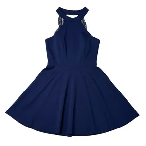 Lulu's Hometown Girl Skate Dress‎ Lapas Blue Halter SMALL Feminine Romantic thumbnail 3
