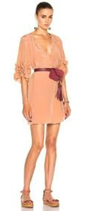 SEE by CHLOE Luxe Silk Mini Dress Dusty Nude 36 Small S LUXURY FEMININE Pockets thumbnail 1
