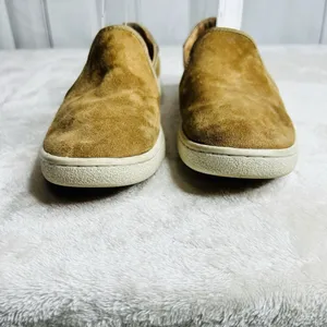 UGG Cas Women's Size 6.5 Caramel Tan Suede Gold Leather Slip On Comfort Shoes thumbnail 3