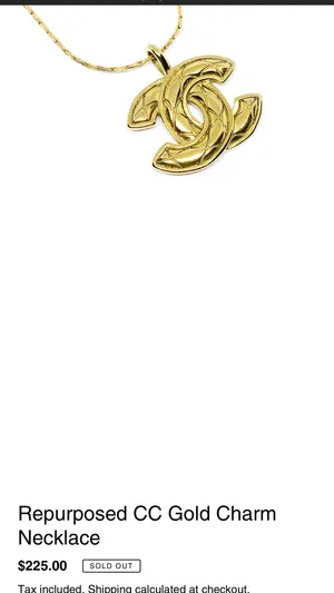 designer logo pendant on chain necklace Gold thumbnail 9