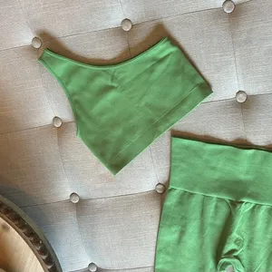 Set Active Green One Shoulder Sports Bra/ Legging Combo Size Small thumbnail 8