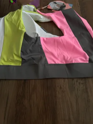Women’s High-Impact Sports Bra - White & Neon Yellow Size xl thumbnail 4