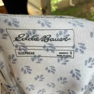 Eddie Bauer Women's Soft Knit Pajama Set Grey & Blue Printed Size S thumbnail 8