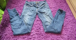 American Eagle Outfitters super stretch super low jegging AEO denim jeans in dark wash blue size 00 short. thumbnail 13