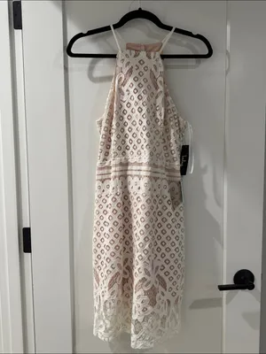 Lulus Lace Halter Bodycon Dress in Blush new thumbnail 3