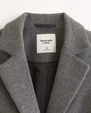 Abercrombie and Fitch AnF Gray Heavyweight Wool Blend Blazer Coat Jacket Fall thumbnail 7