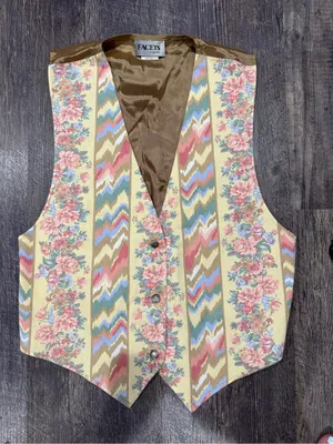 Vintage 1980s Facets floral and geometric patterned vest thumbnail 1