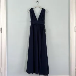 NWT Lulus Heavenly Hues Navy Blue Leg Slit Bridesmaid Maxi‎ Dress Gown thumbnail 3