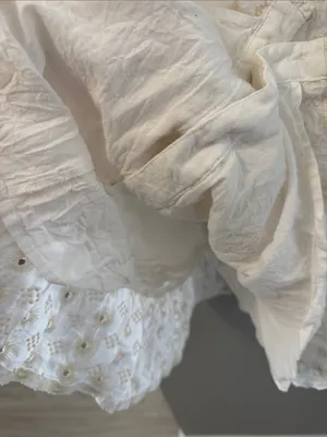 $198 Karlie Cream Eyelet Button-Front Ruffle Mini Dress M thumbnail 7