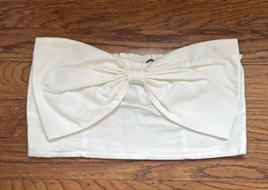NEW Bow Bandeau Top White Size M thumbnail 1