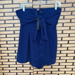 Lulus Navy Inez Tie Front Romper Size Medium‎ thumbnail 2