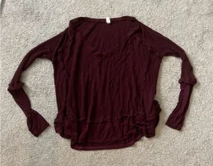 We‎ the free oversized waffle knit sweater medium maroon thumbnail 1