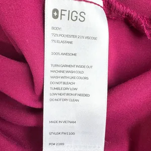 Figs Women's Casma Three Pocket Scrub Uniform Top Shirt Dark Magenta Size L thumbnail 6