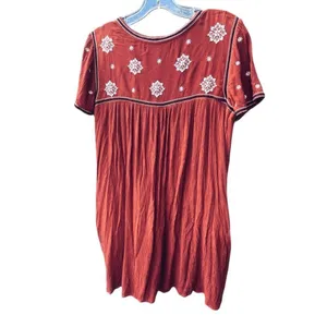 Abercrombie & Fitch size L embroidered rust lined dress pockets. thumbnail 3