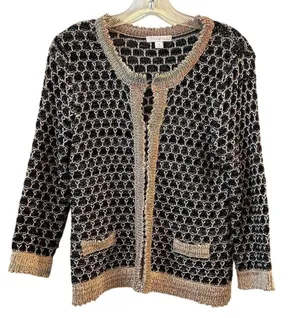 Roz & Ali‎ Women's M Open Front Cardigan with Metallic Threading thumbnail 1