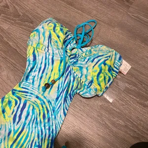 NWT Joe Boxer Neon Tie Monokini Swimsuit Medium Blue Green Cutout thumbnail 3